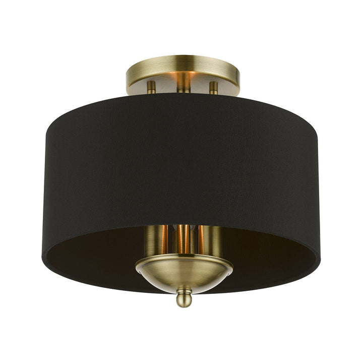 3 Light Antique Brass Semi-Flush Mount