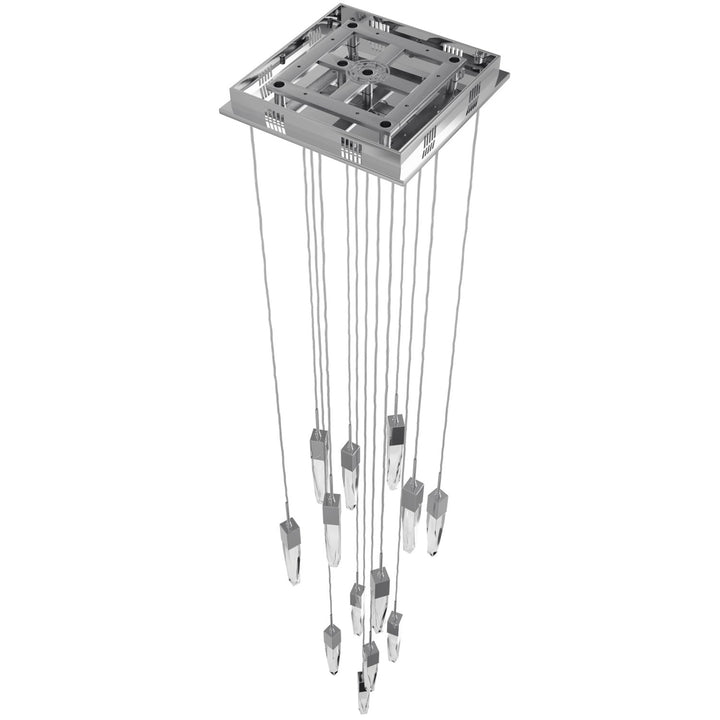 Chrome 13 Light Pendant Fixture With Clear Crystal