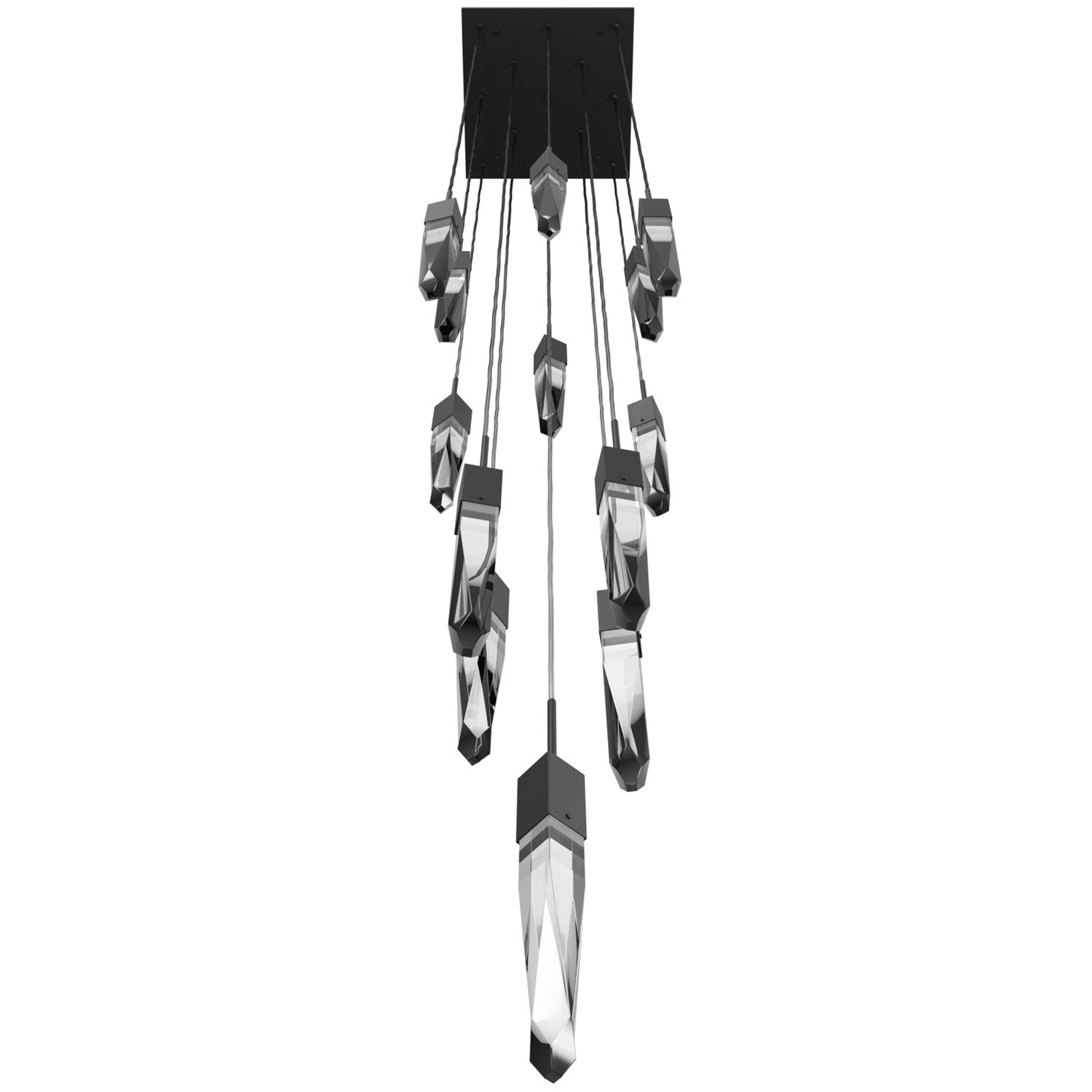Brushed Brass 13 Light Pendant Fixture With Clear Crystal