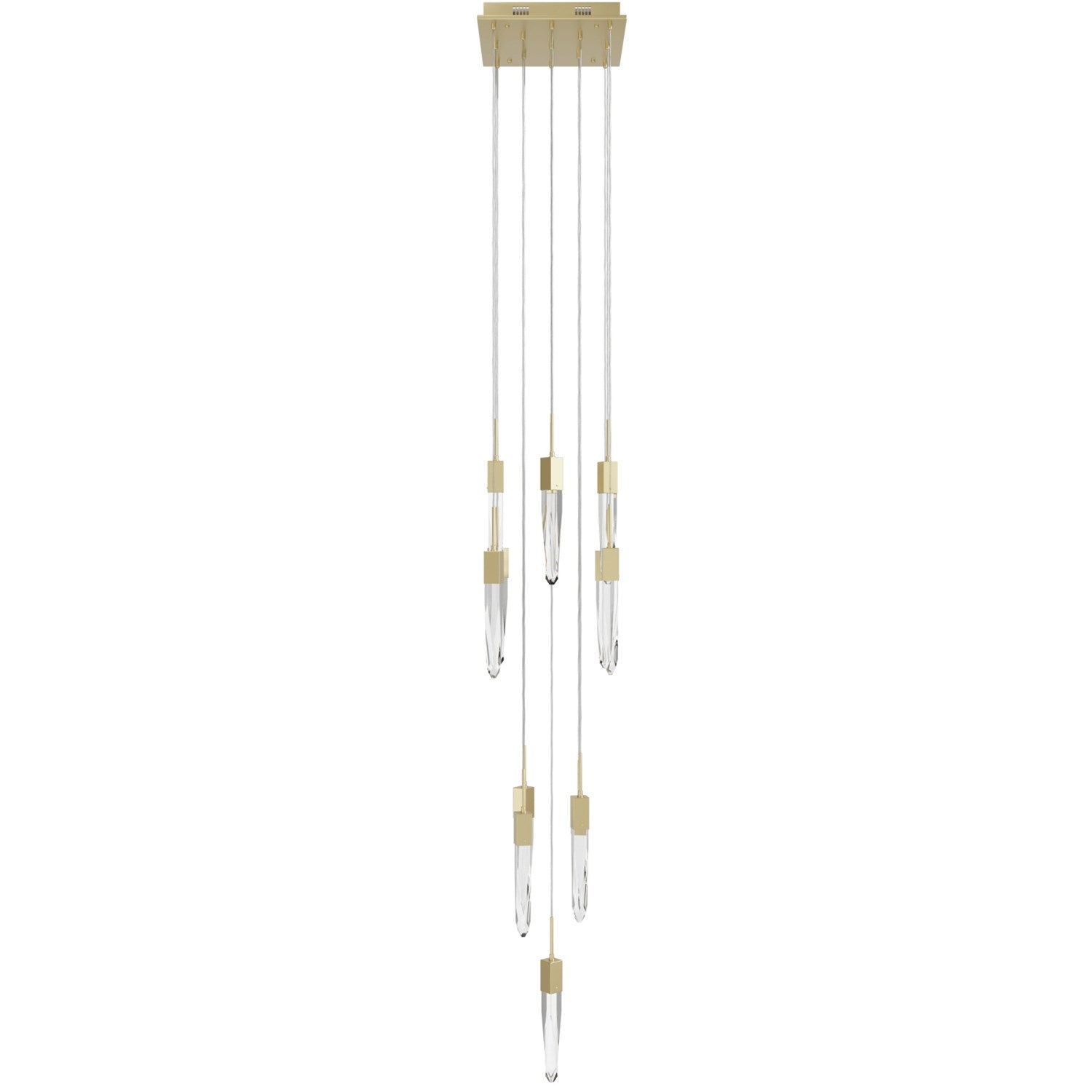 Brushed Brass 13 Light Pendant Fixture With Clear Crystal by Avenue Lighting