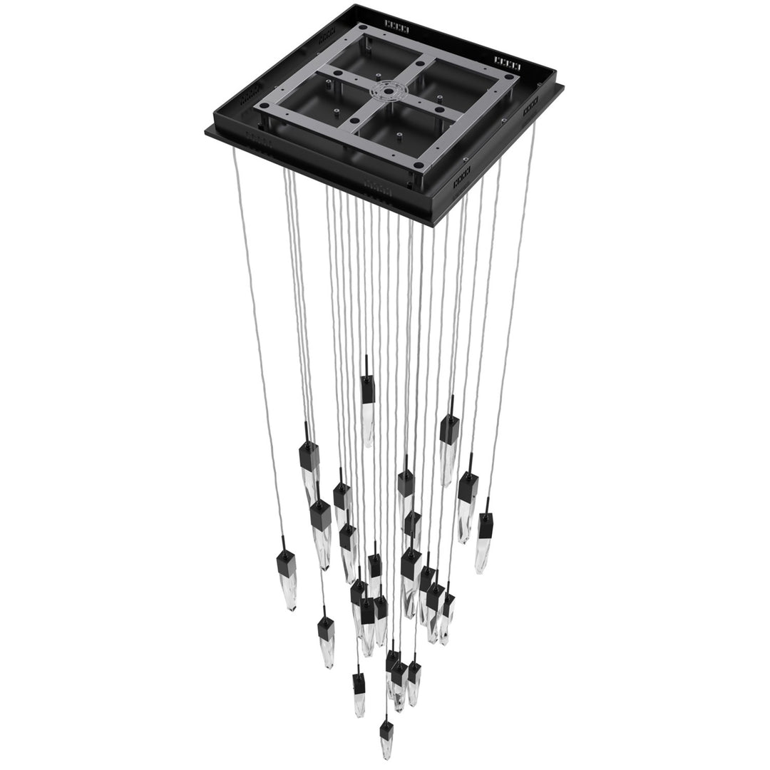 Dark Bronze 25 Light Pendant Fixture With Clear Crystal