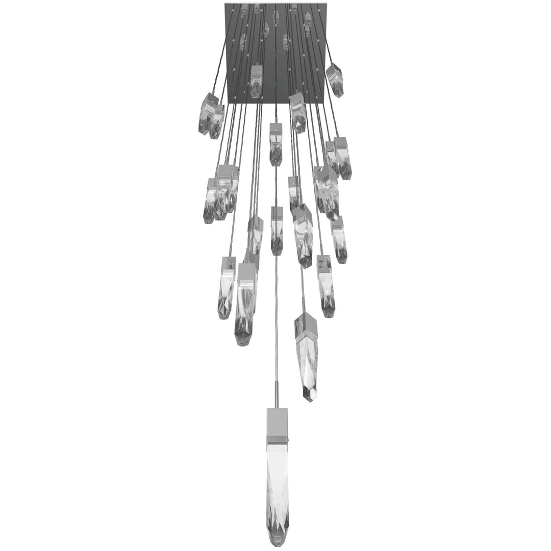 Chrome 25 Light Pendant Fixture With Clear Crystal