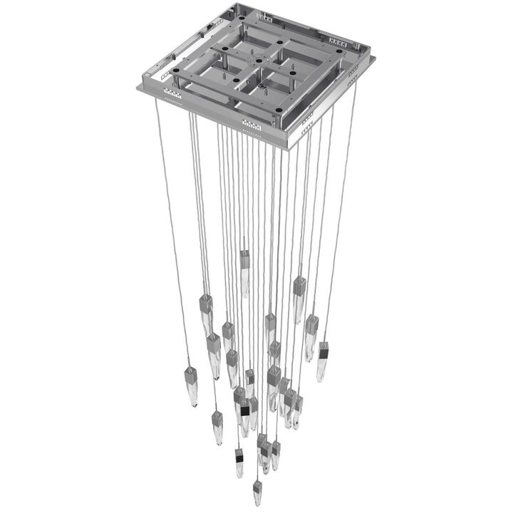 Chrome 25 Light Pendant Fixture With Clear Crystal