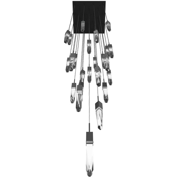 Brushed Brass 25 Light Pendant Fixture With Clear Crystal