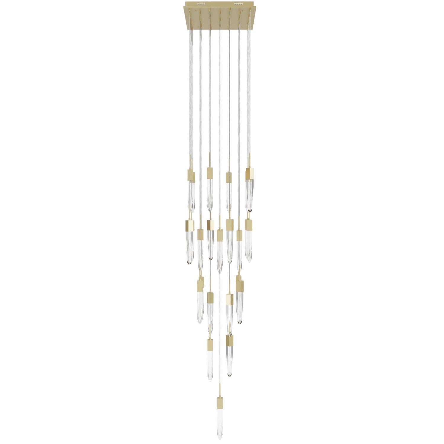 Brushed Brass 25 Light Pendant Fixture With Clear Crystal by Avenue Lighting