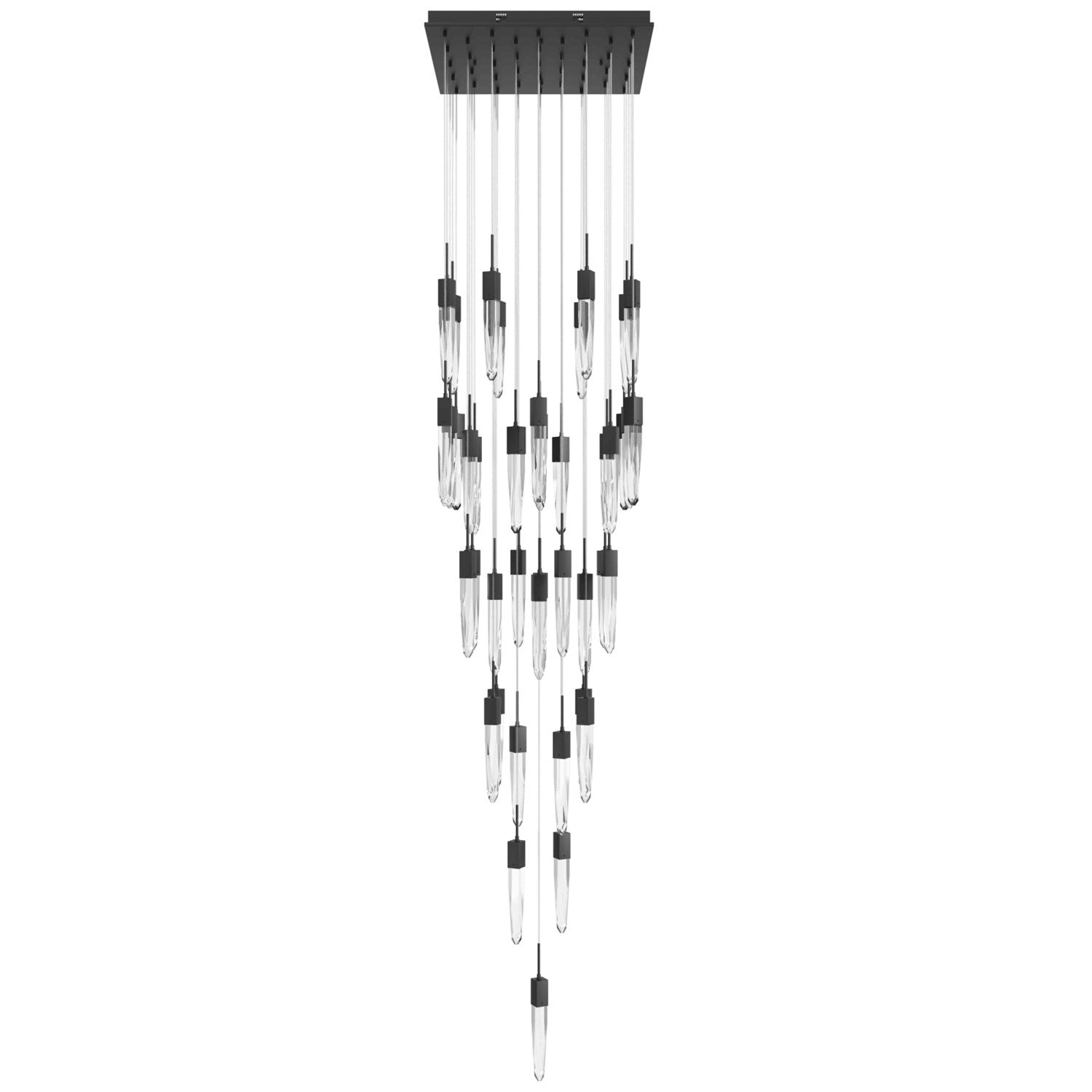 Brushed Brass 41 Light Pendant Fixture With Clear Crystal by Avenue Lighting