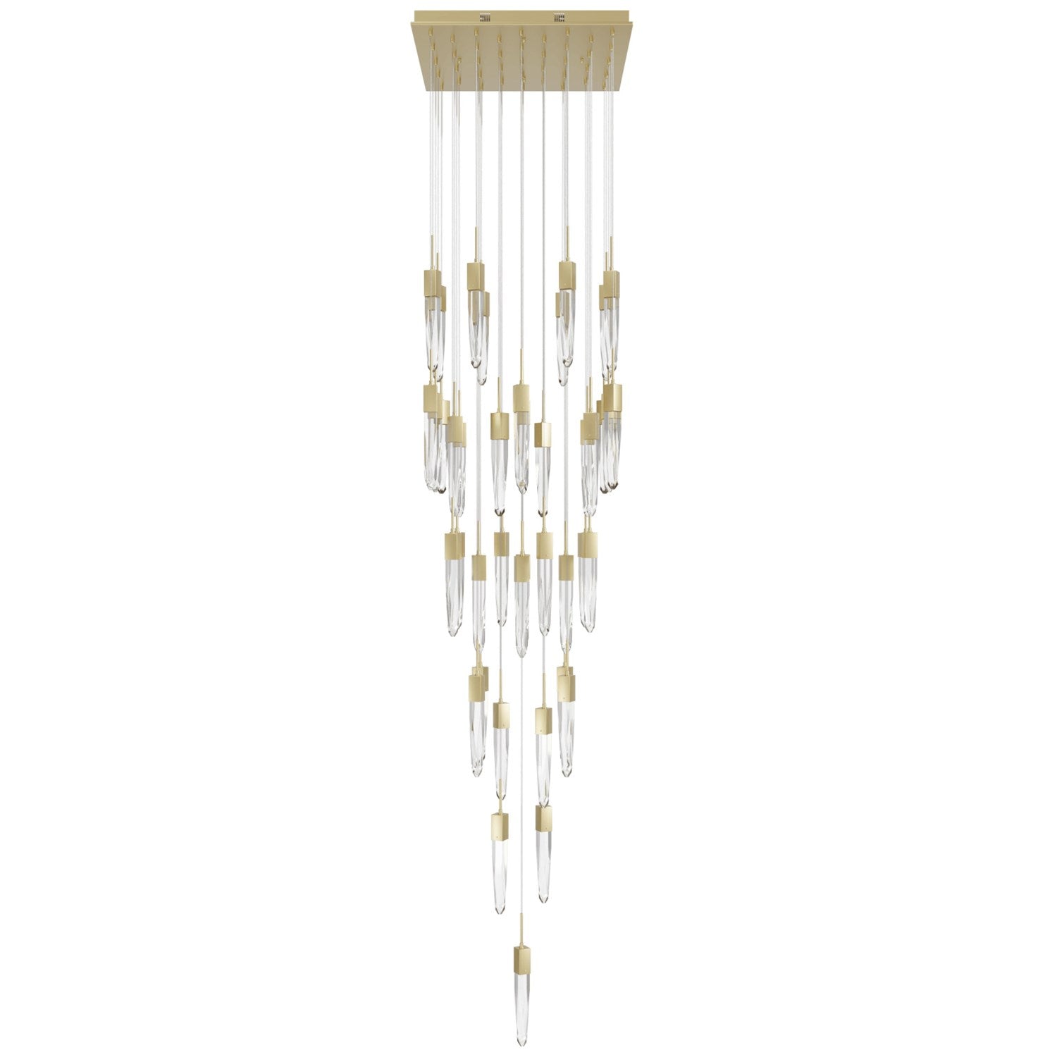 Brushed Brass 41 Light Pendant Fixture With Clear Crystal by Avenue Lighting