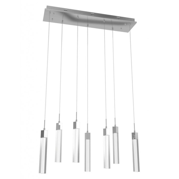 Chrome 7 Light Penant Fixture With Clear Crystal