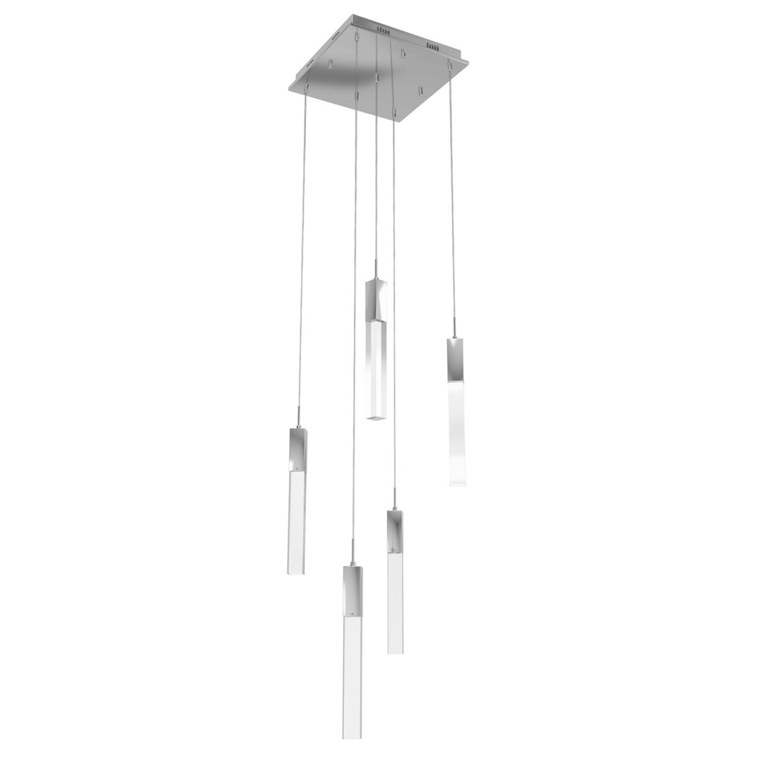 Chrome 5 Light Penant Fixture With Clear Crystal