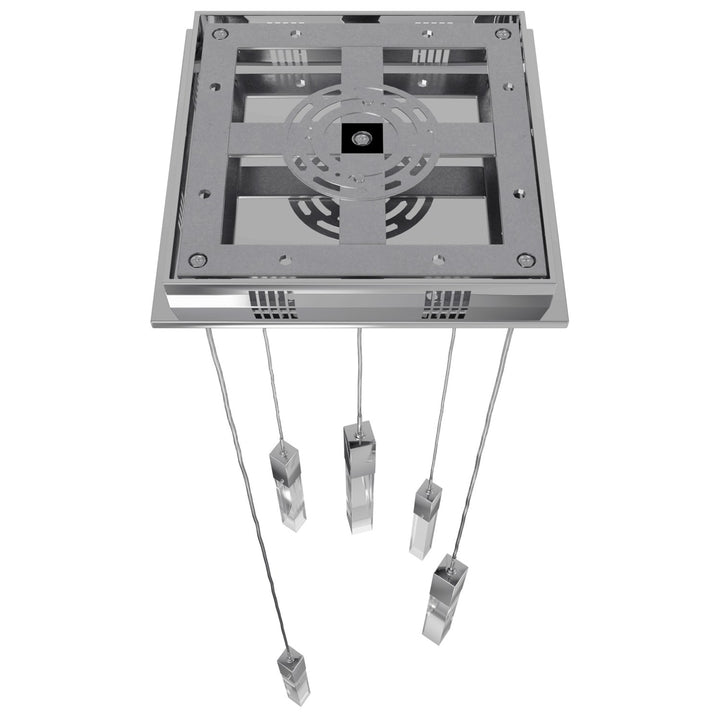 Chrome 5 Light Penant Fixture With Clear Crystal