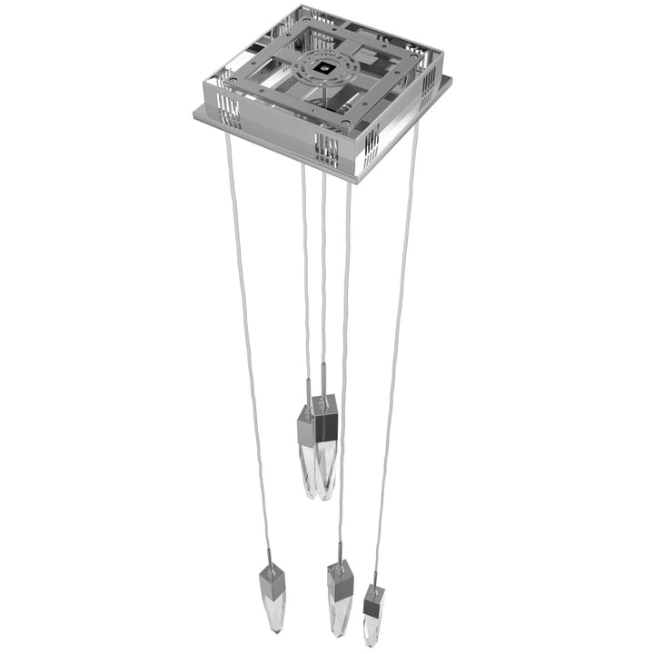 Chrome 5 Light Penant Fixture With Clear Crystal