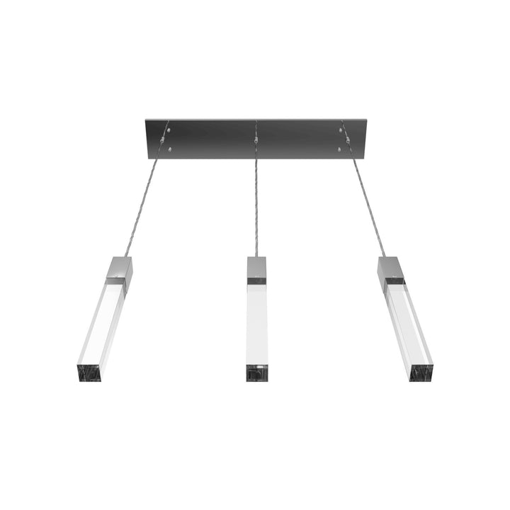 Chrome 3 Light Penant Fixture With Clear Crystal