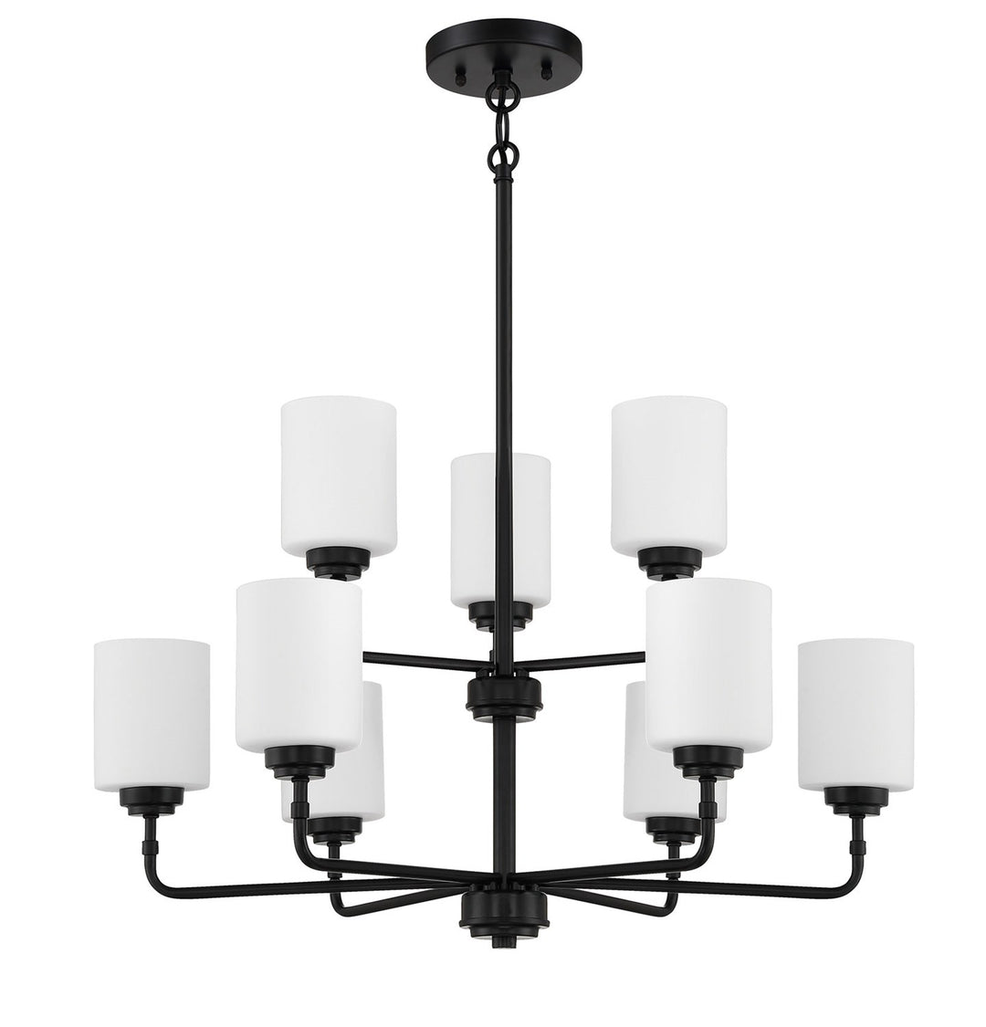 9 Light Chandelier in Flat Black