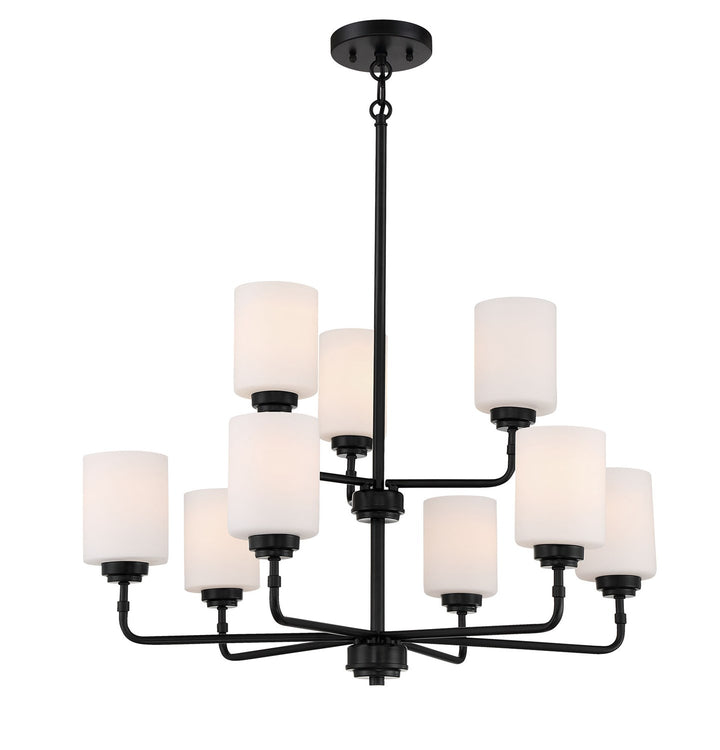 9 Light Chandelier in Flat Black