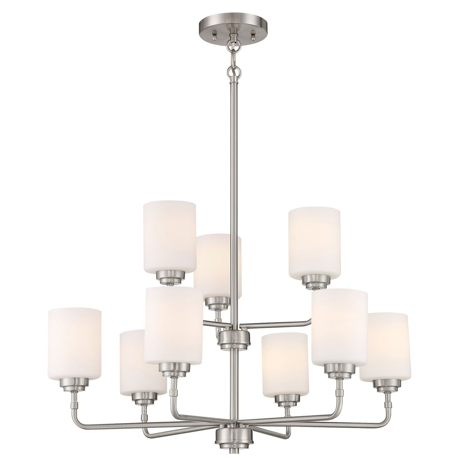 9 Light Chandelier in Brushed Polished Nickel