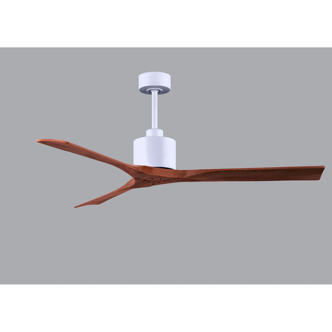 60in Ceiling Fan In Matte White - Walnut Blades