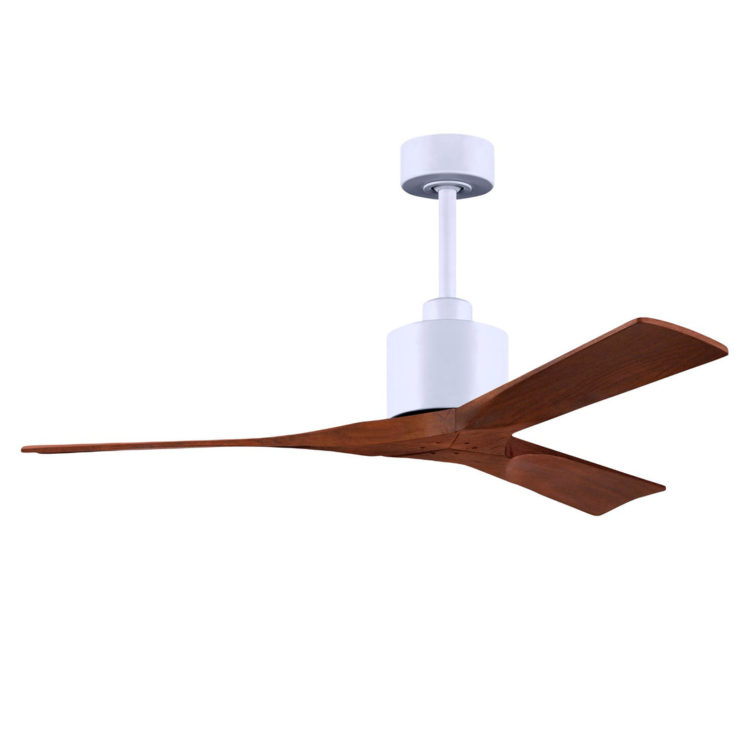 52in Ceiling Fan In Matte White - Walnut Blades by Matthews Fan Company