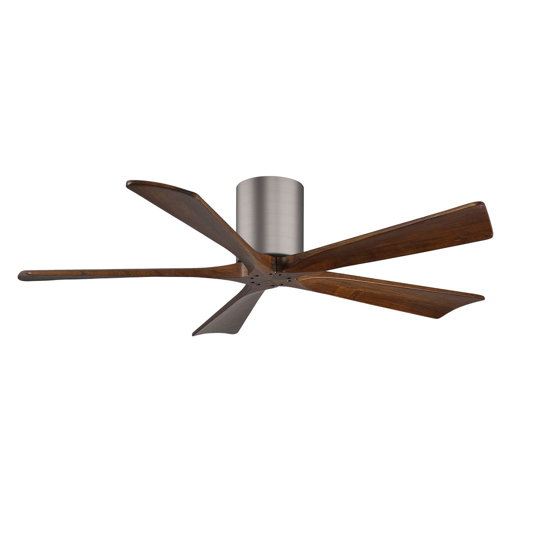 H Flush Mounted 52in Ceiling Fan In Brushed Bronze And Walnut Blades by Matthews Fan Company