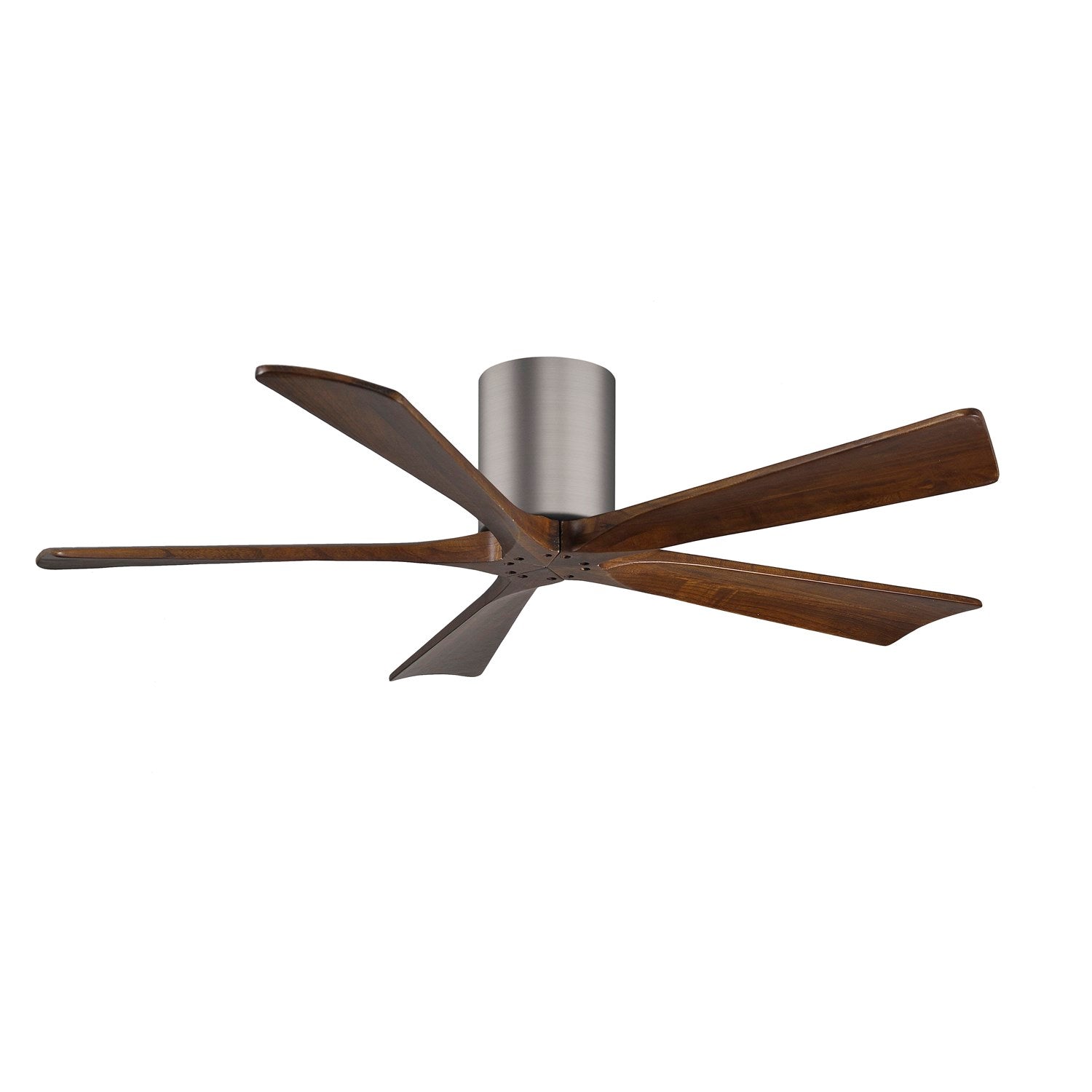 H Flush Mounted 52in Ceiling Fan In Brushed Bronze And Walnut Blades by Matthews Fan Company