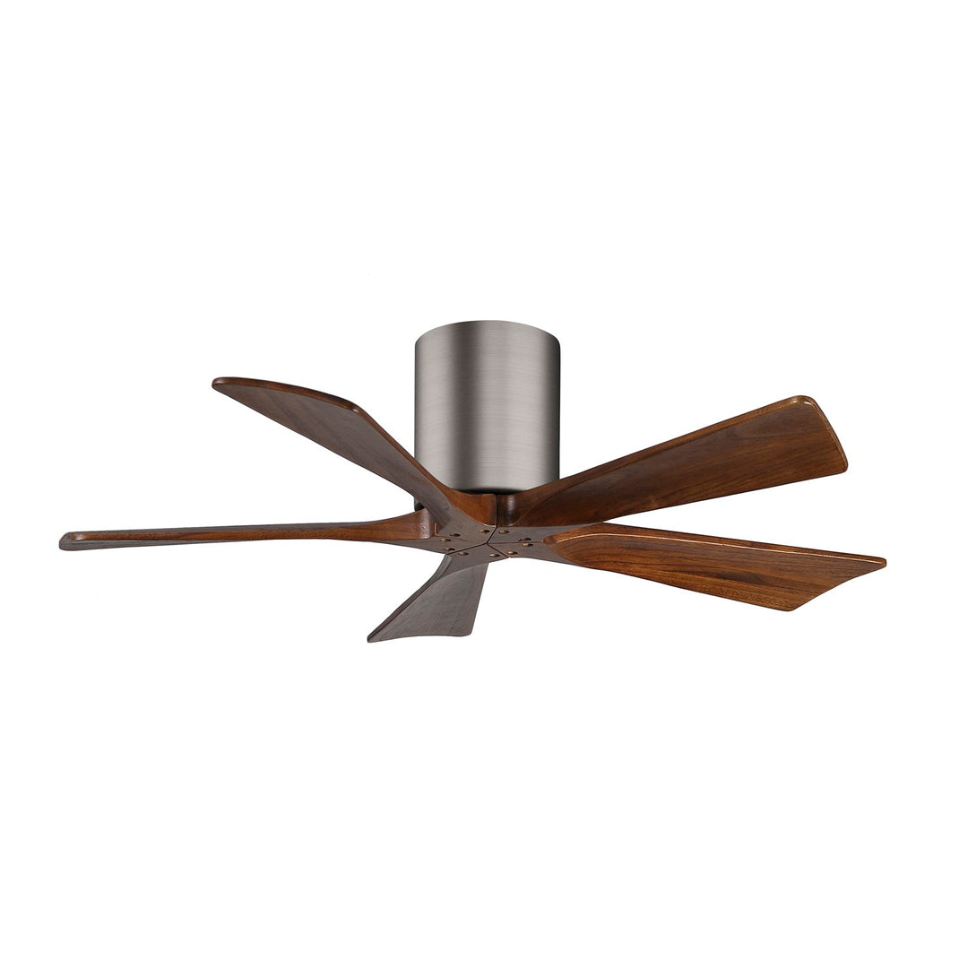 H Flush Mounted 42in Ceiling Fan In Brushed Bronze And Walnut Blades by Matthews Fan Company