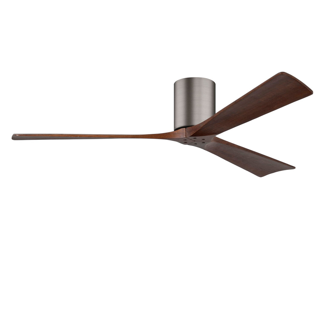 H Flush Mounted 60in Ceiling Fan In Brushed Pewter And Walnut Blades by Matthews Fan Company