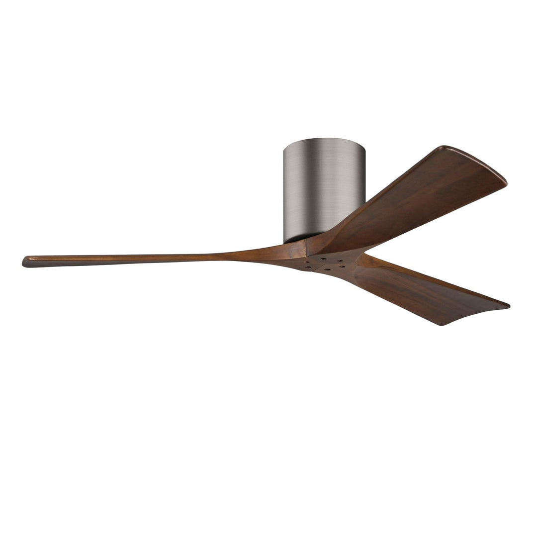 H Flush Mounted 52in Ceiling Fan In Brushed Pewter And Walnut Blades by Matthews Fan Company