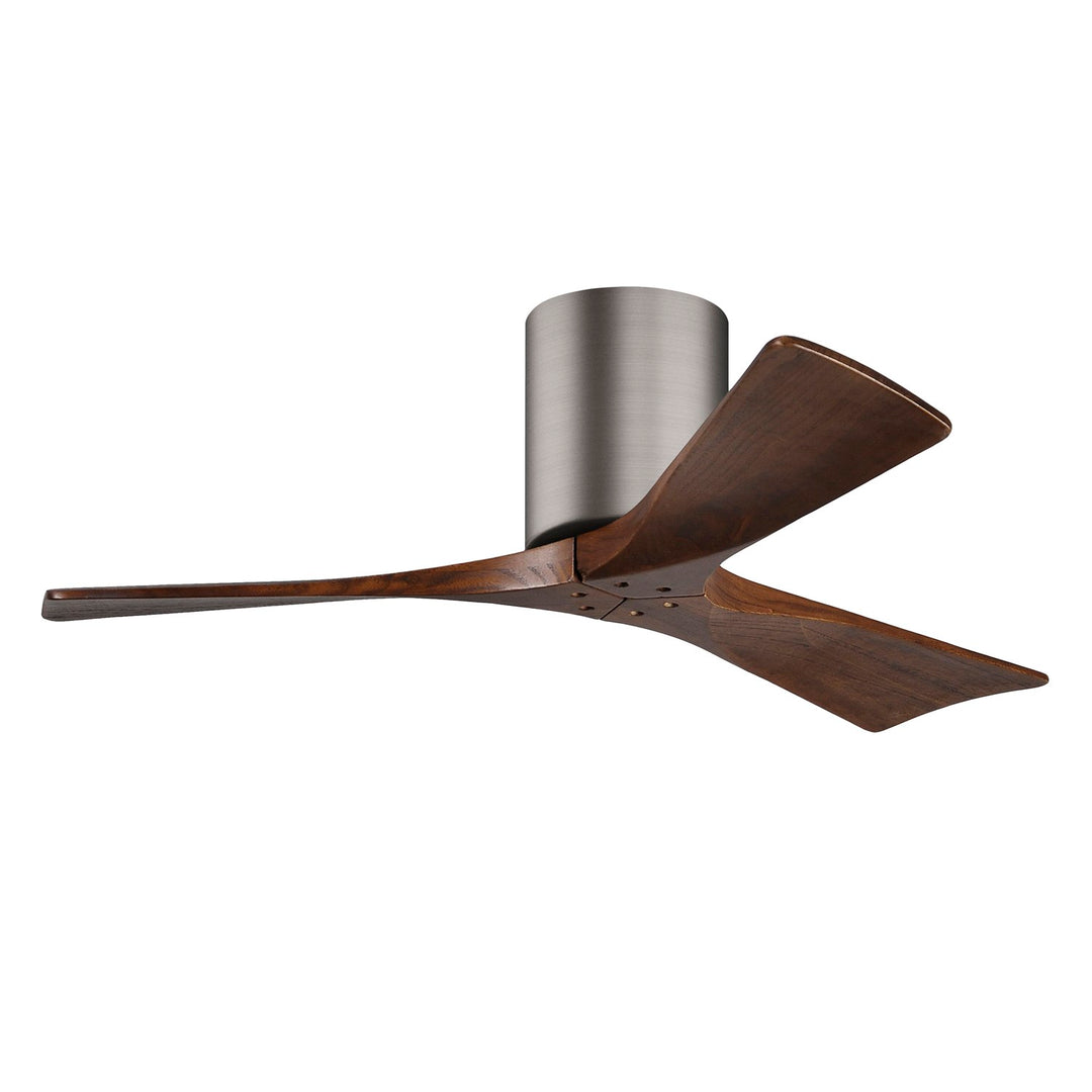 H Flush Mounted 42in Ceiling Fan In Brushed Pewter And Walnut Blades by Matthews Fan Company