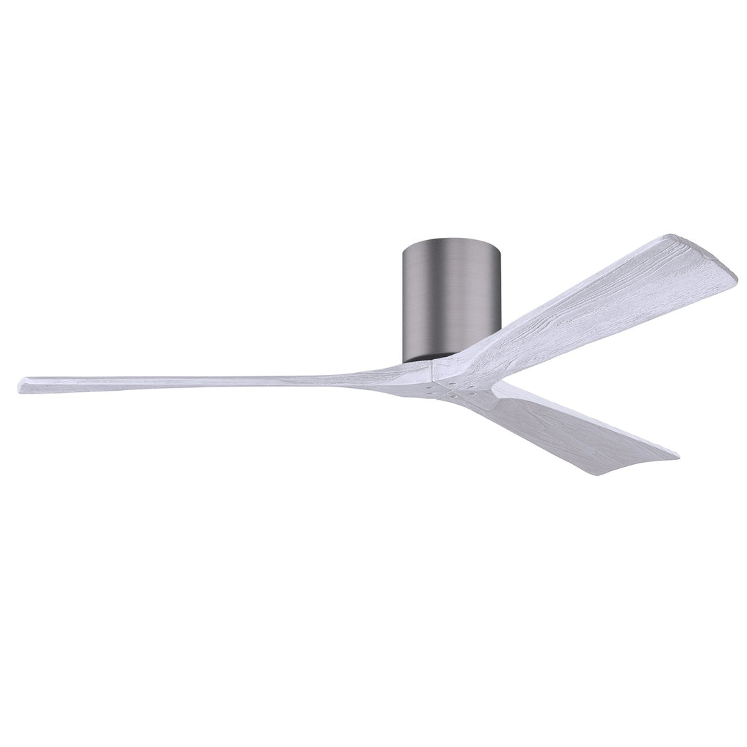 H Flush Mounted 60" Ceiling Fan In Brushed Pewter And Matte White Blades by Matthews Fan Company