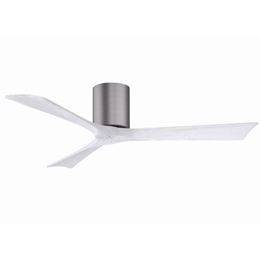 H Flush Mounted 52" Ceiling Fan In Brushed Pewter And Matte White Blades by Matthews Fan Company