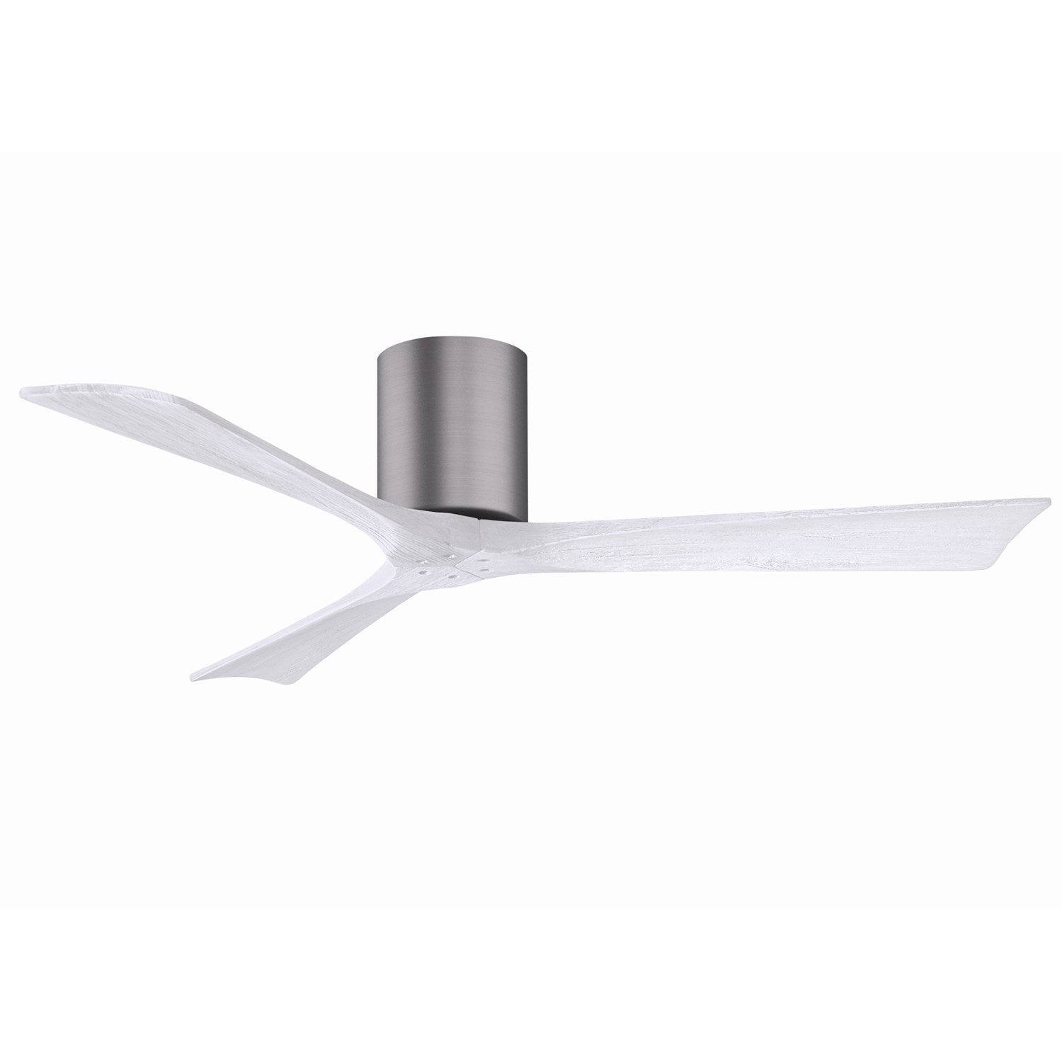 H Flush Mounted 52" Ceiling Fan In Brushed Pewter And Matte White Blades by Matthews Fan Company