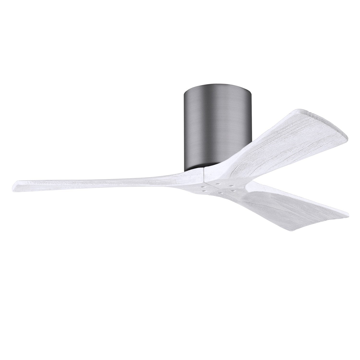 H Flush Mounted 42" Ceiling Fan In Brushed Pewter And Matte White Blades by Matthews Fan Company