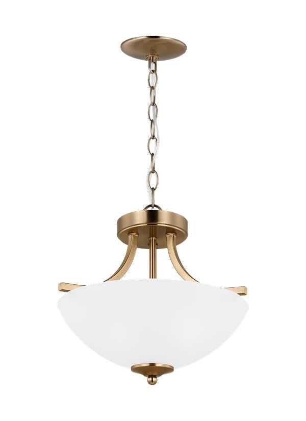 Small Two Light Semi-Flush Convertible Pendant