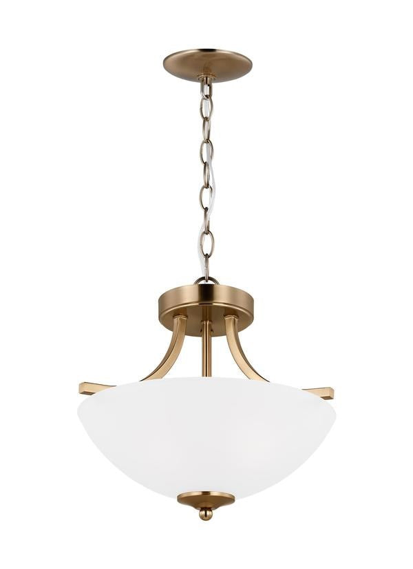 Small Two Light Semi-Flush Convertible Pendant