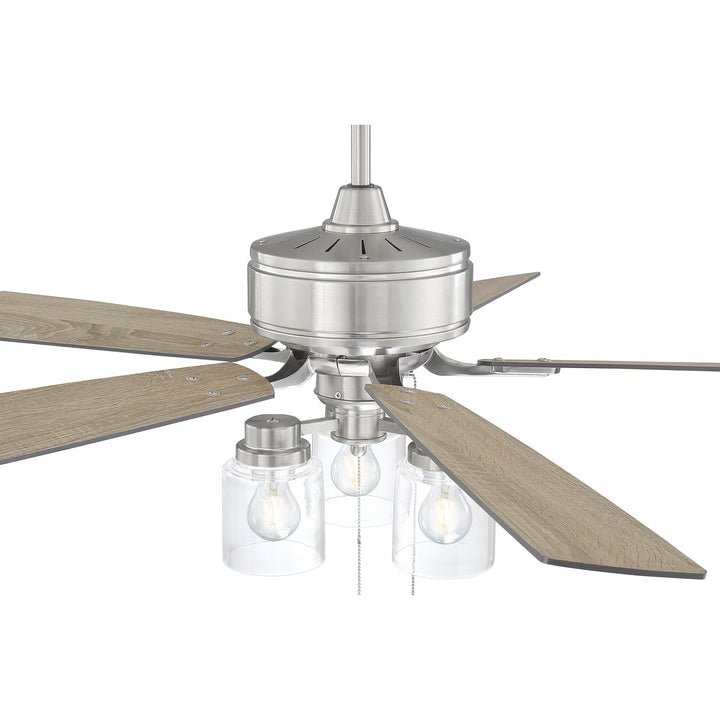 52in  in Brushed Polished Nickel w/ Driftwood/Grey Walnut Blades