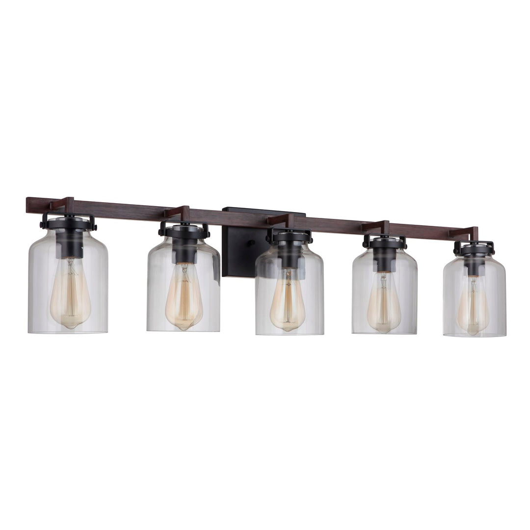 5 Light Vanity in Flat Black/Dark Teak by Craftmade