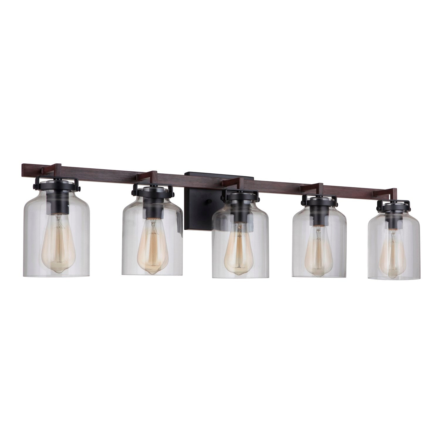 5 Light Vanity in Flat Black/Dark Teak by Craftmade