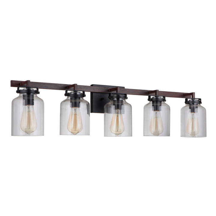 5 Light Vanity in Flat Black/Dark Teak by Craftmade