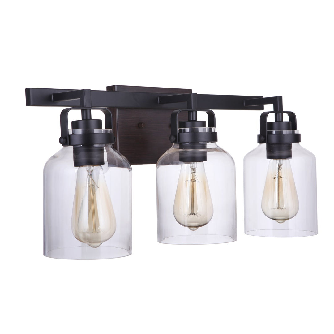 3 Light Vanity in Flat Black/Dark Teak by Craftmade