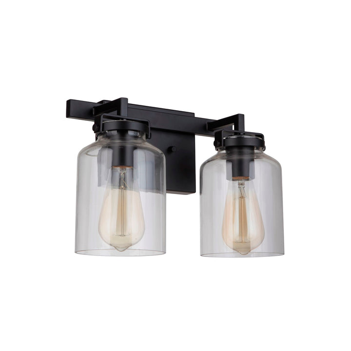 2 Light Vanity in Flat Black/Dark Teak by Craftmade