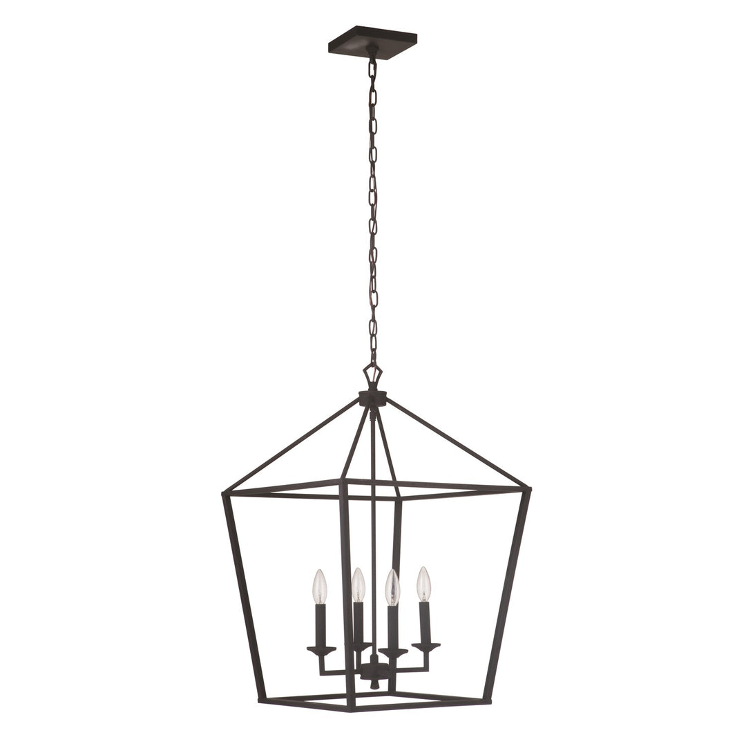 4 Light Large Foyer in Flat Black