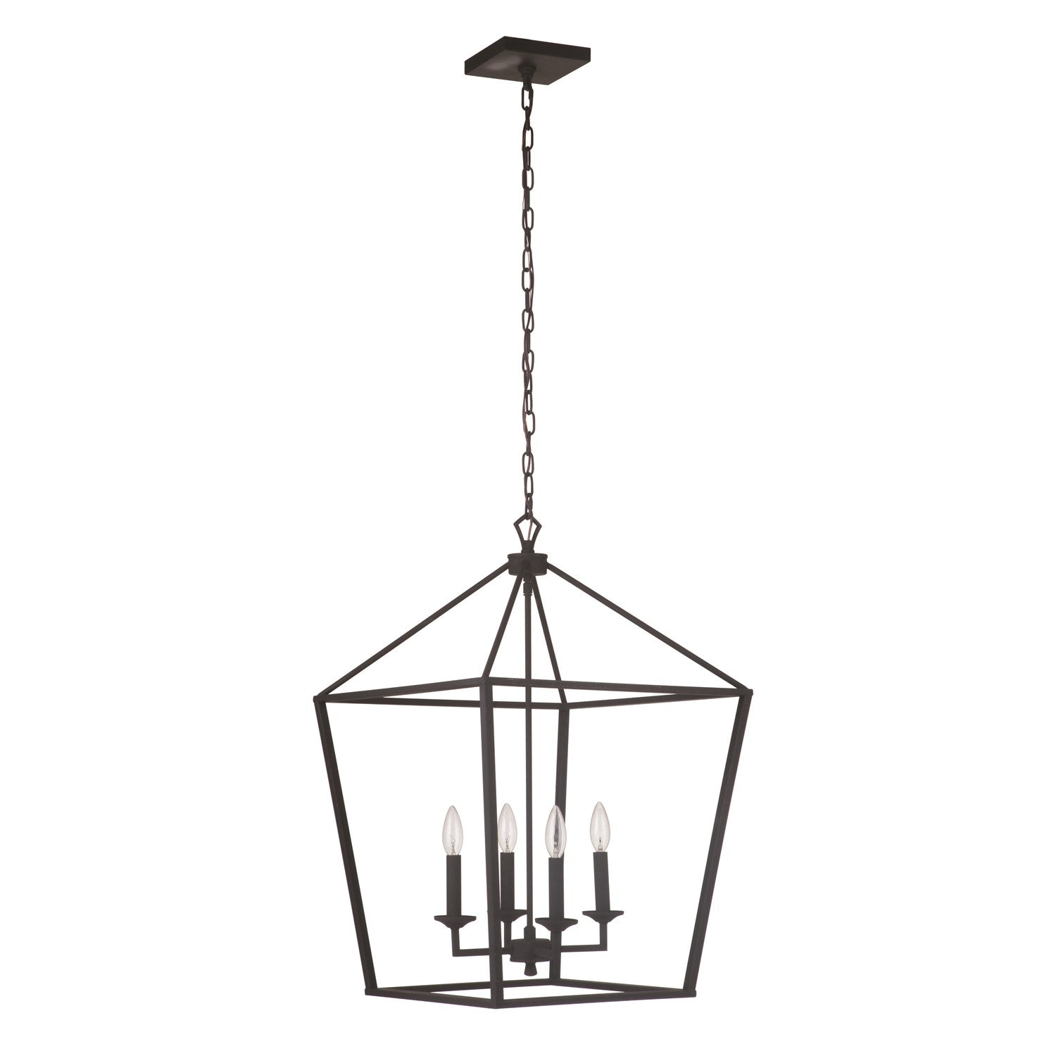4 Light Large Foyer in Flat Black