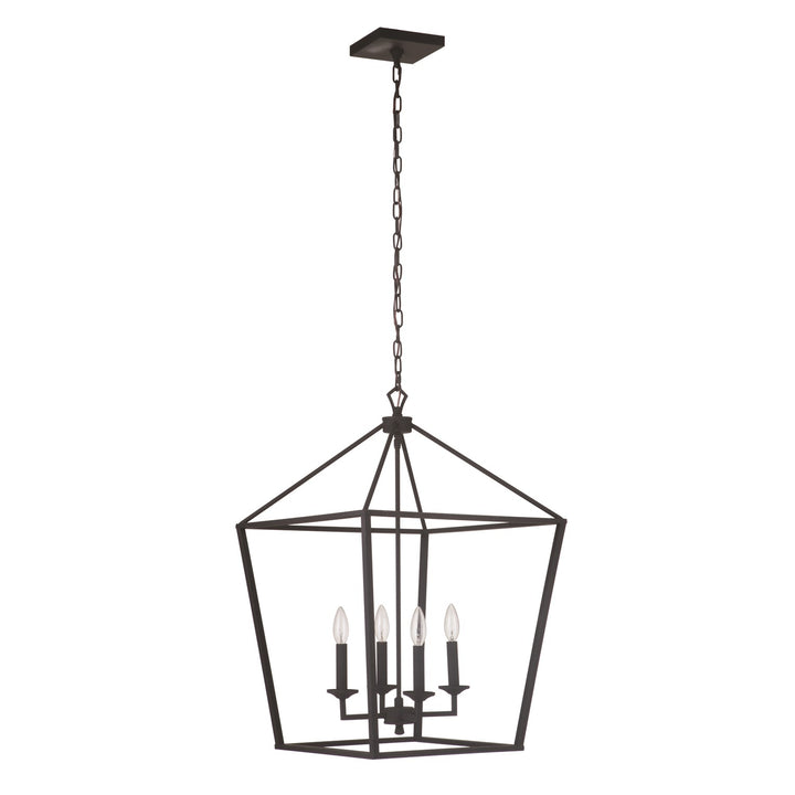 4 Light Large Foyer in Flat Black