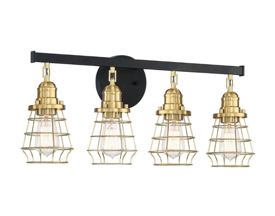 4 Light Vanity in Flat Black/Satin Brass by Craftmade