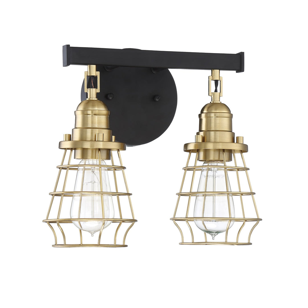 2 Light Vanity in Flat Black/Satin Brass by Craftmade