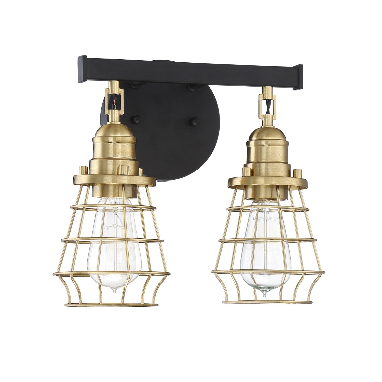 2 Light Vanity in Flat Black/Satin Brass by Craftmade