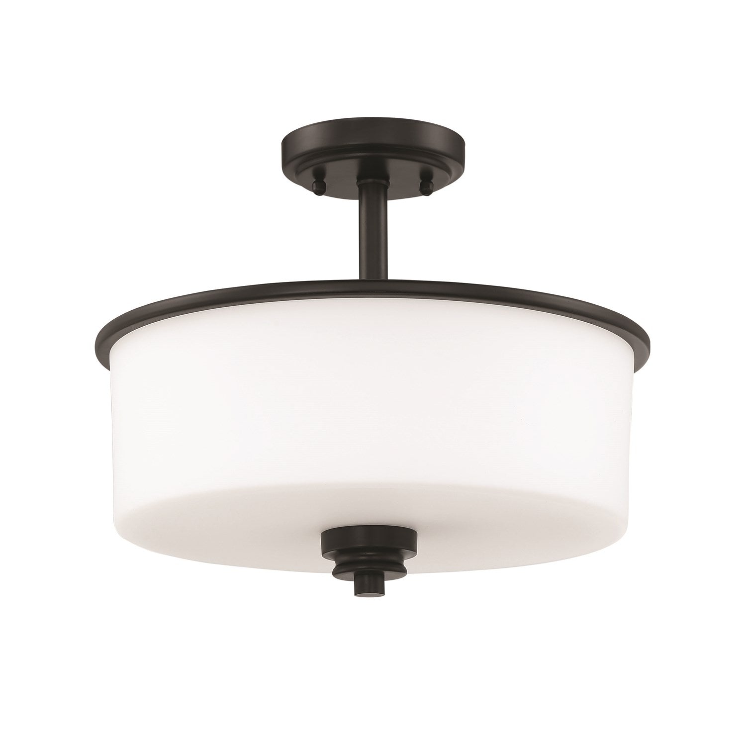 2 Light Convertible Semi Flush in Flat Black (White Glass) by Craftmade