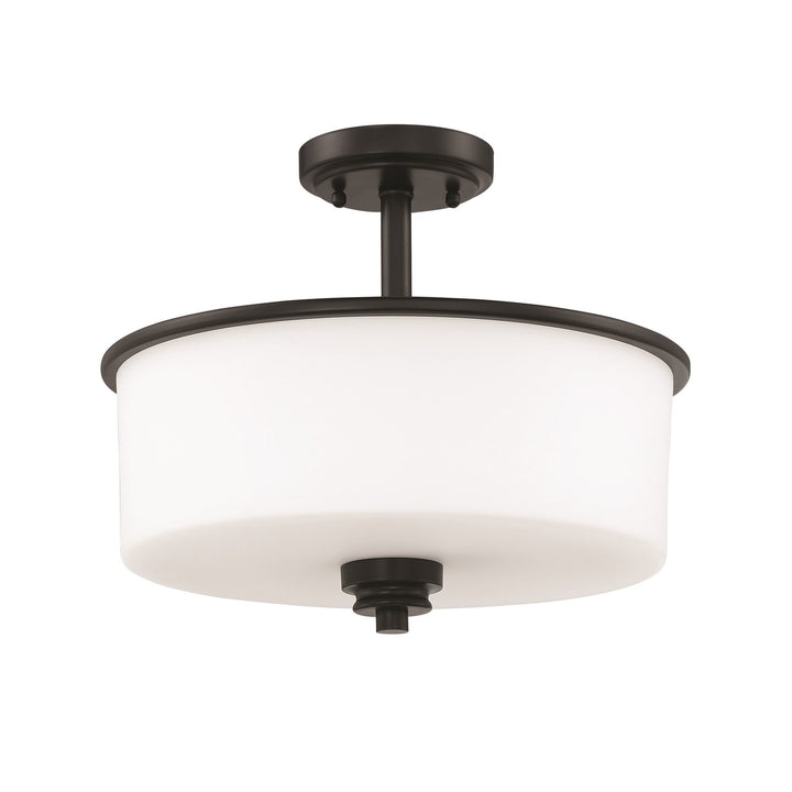 2 Light Convertible Semi Flush in Flat Black (White Glass) by Craftmade