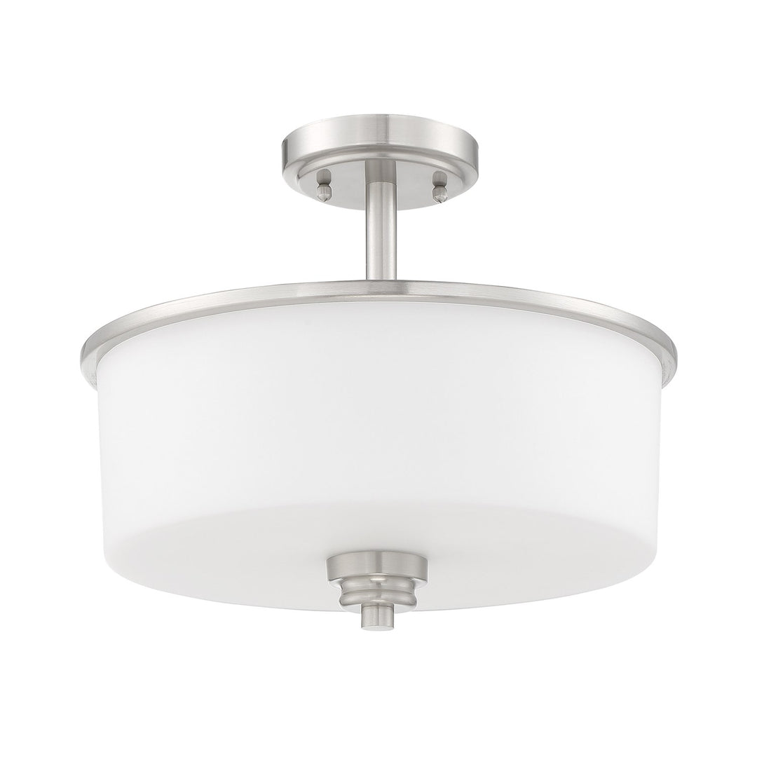 2 Light Convertible Semi Flush in Brushed Polished Nickel (White Glass) by Craftmade