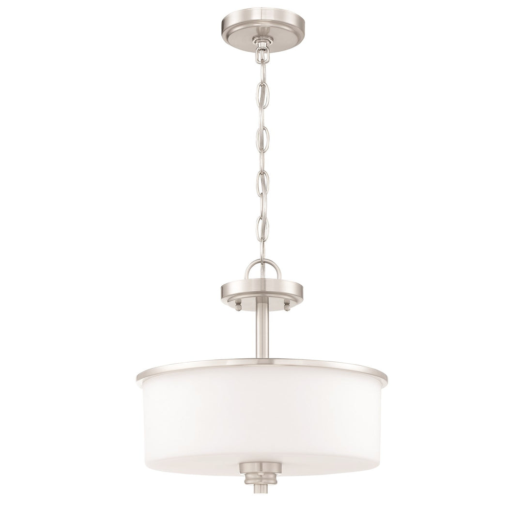 2 Light Convertible Semi Flush in Brushed Polished Nickel (White Glass)