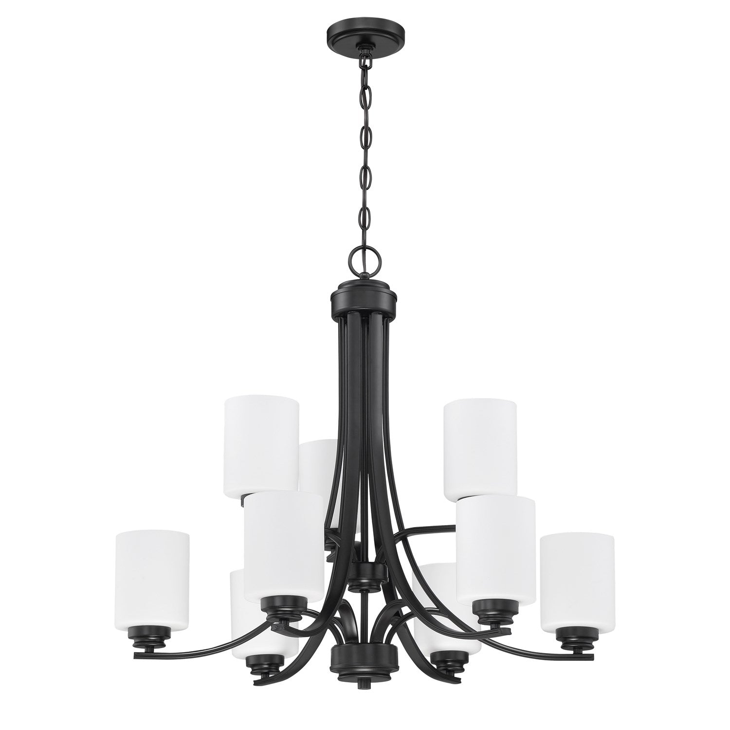9 Light Chandelier in Flat Black
